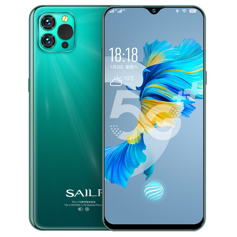 Emerald Green [6.5 Inch I12 Water Drop Screen]12 + 512G brand new X 12   pro official flagship quality goods a phone fit all kinds of networks intelligence 5G mobile phone snapdragon  888 game Student price Android For vivo Huawei oppo headset 5G New products SAILF