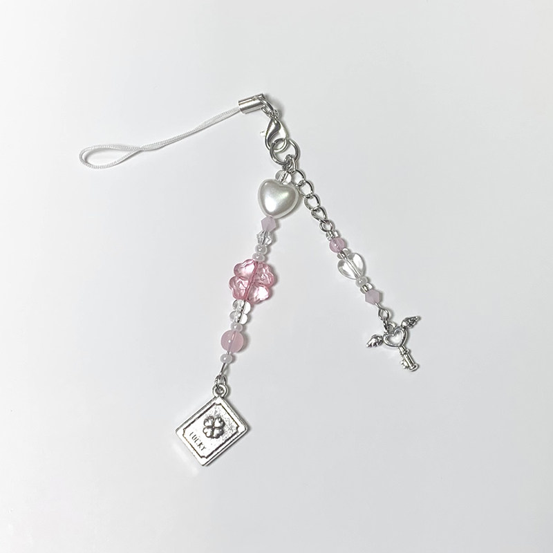 (handmade 15 days) original four-leaf clover pendant love mobile phone chain acrylic girl heart