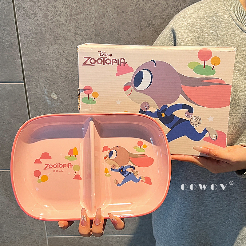 Zootopia Judy Ceramic Divided Plate High-Quality Tableware Breakfast Plate Children's Household Food Sharing Plate