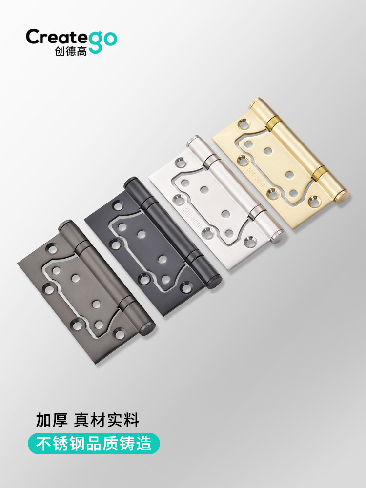 Stainless Steel 304 Thickened Hydraulic Invisible Door Hinge Bathroom Door Flat Opening Double Hinge Folding Hinge