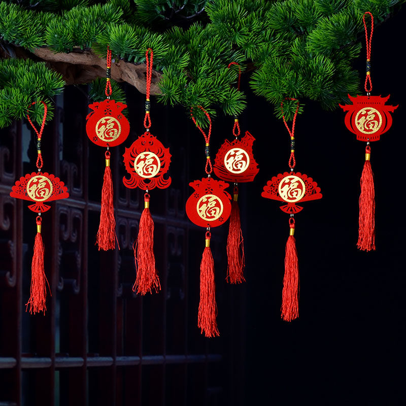 New Year decoration pendant 2021 New Year Spring Festival Outdoor potted plants Year Orange Tree Hanging Ox Year small silver willow charm