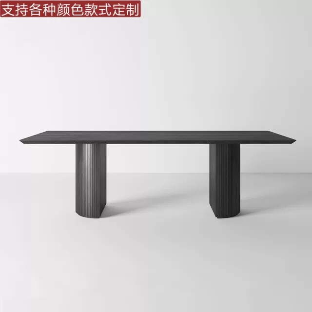 Nordic designer black solid wood light luxury table minimalist Oval large apartment living room negotiation table long table desk