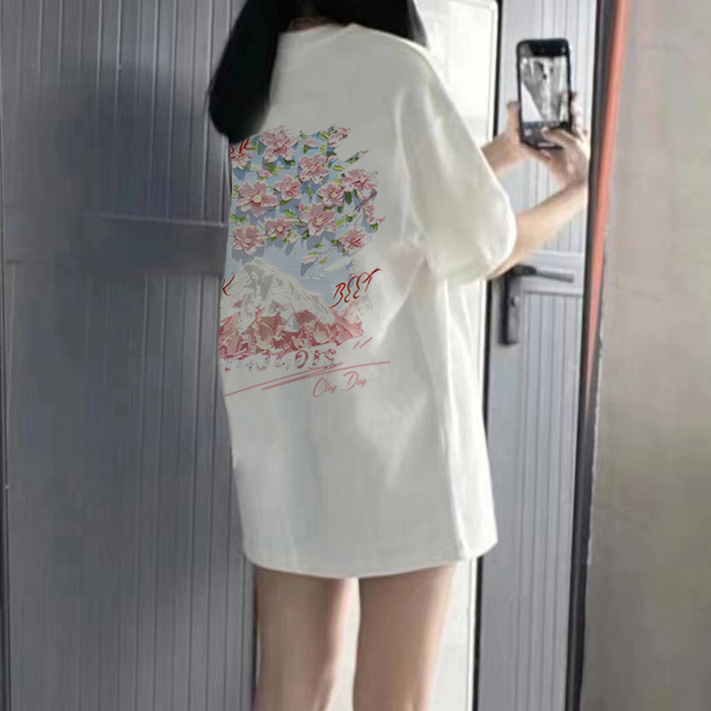 White Short-Sleeve T-Shirt for Women, Summer 2025 New American High Street Style, Pure Cotton, Loose Fit, Petite Niche Top