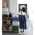 Màu xanh lá cây Hoa hồng xanh Dây đeo denim Váy mùa hè nữ 2020 Áo dài mới của sinh viên Hàn Quốc - váy đầm
