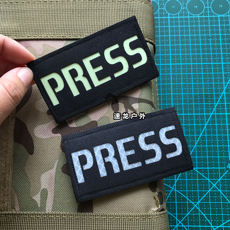 Luminous PRESS armband Reflective reporter velcro chapter Identification chapter Backpack sticker eye-catching can be customized
