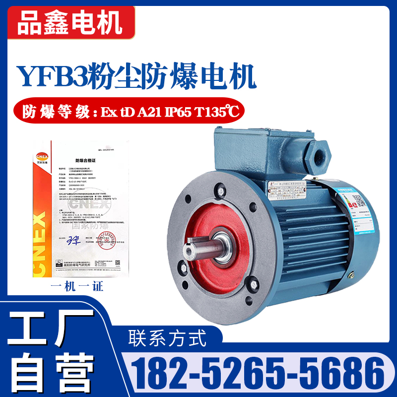 YFB2 Dust Explosion Proof Motor IP65 Vertical 2.2 3 4 5.5kw Three-Phase Explosion Isolation AC Motor 380VA21