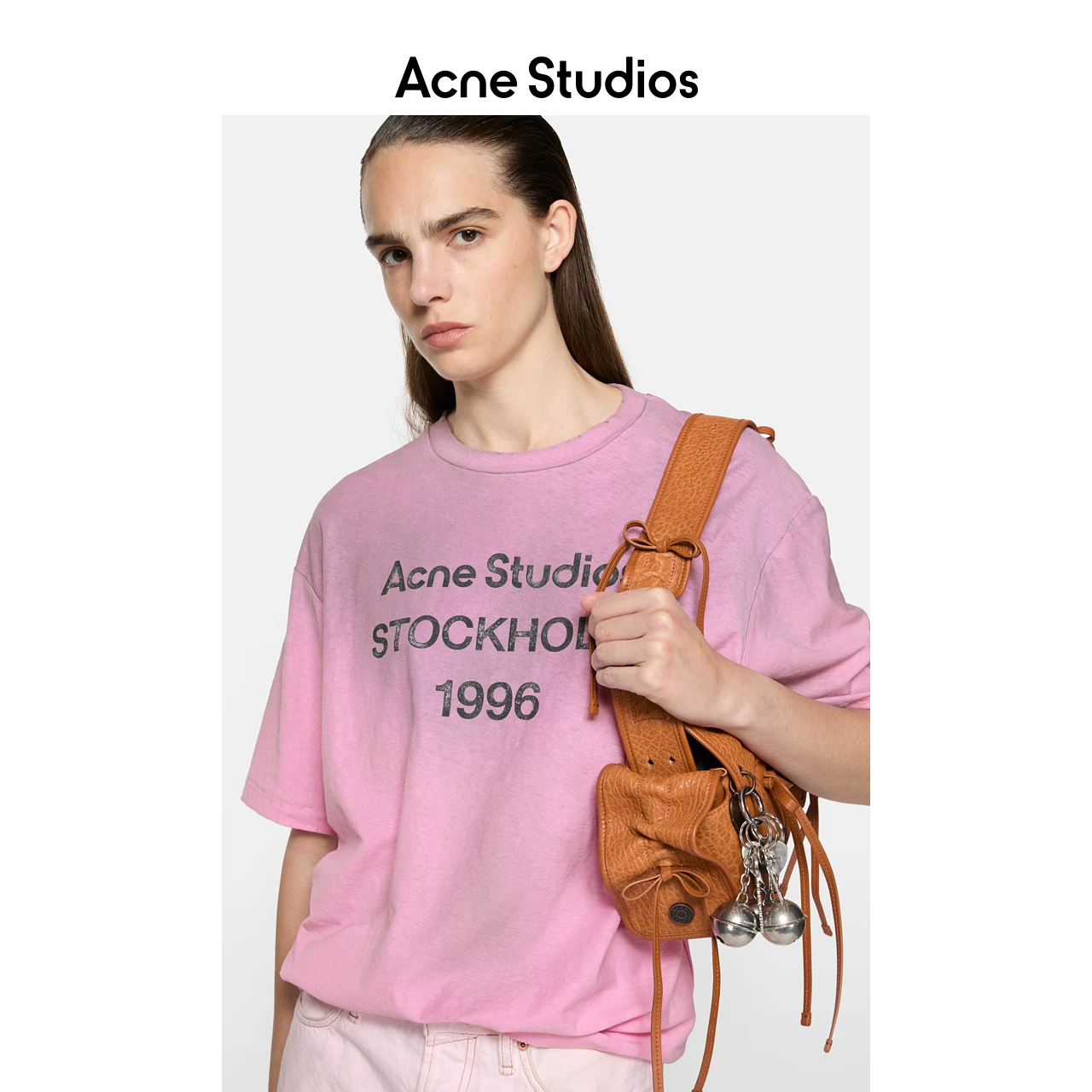 [Классический] Мужская и женская однотипная футболка с круглым вырезом Acne Studios 1996 в distressed-стиле, свободная, однотонная, с коротким рукавом