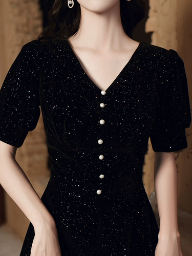 Черное вечернее платье, элитная небольшая юбка, французский стиль, подходит для подростков