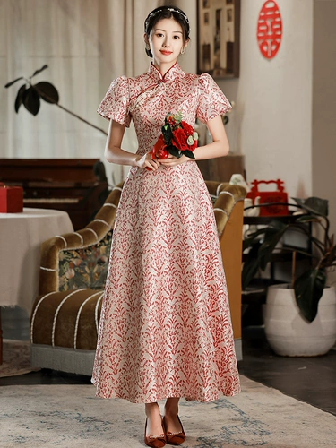 Ципао, бордовое цветное вечернее платье, наряд маленькой принцессы, китайский стиль, изысканный стиль