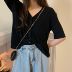 V-cổ ngắn tay phụ nữ dệt kim của mùa hè Hàn Quốc phiên bản loose-fitting mỏng băng lụa ins cardigan đầu 