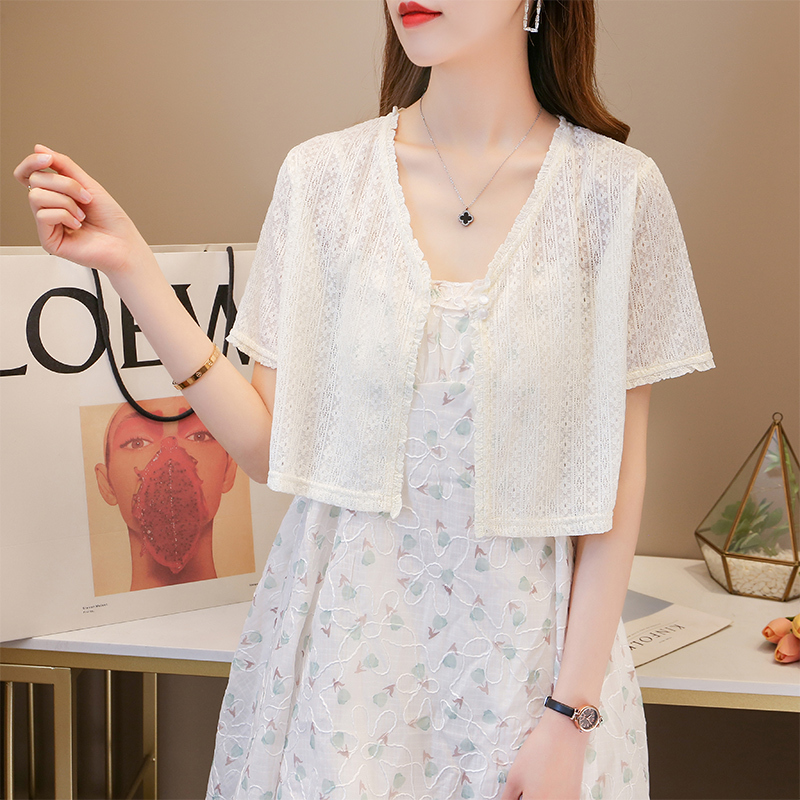 Lightweight Lace Cardigan Jacket for Women to Wear over a Slip Dress in Summer, Thin Sun Protection Clothing, Air Conditioning Shirt