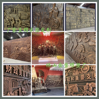 Man-made custom FRP relief sandstone relief large-scale relief background wall imitation copper cast copper relief factory direct sales
