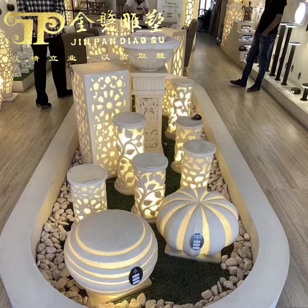Artificial sandstone lamp Resin translucent lamp ball Garden landscape sculpture Hotel villa decoration sculpture lamp Exit lamp ball