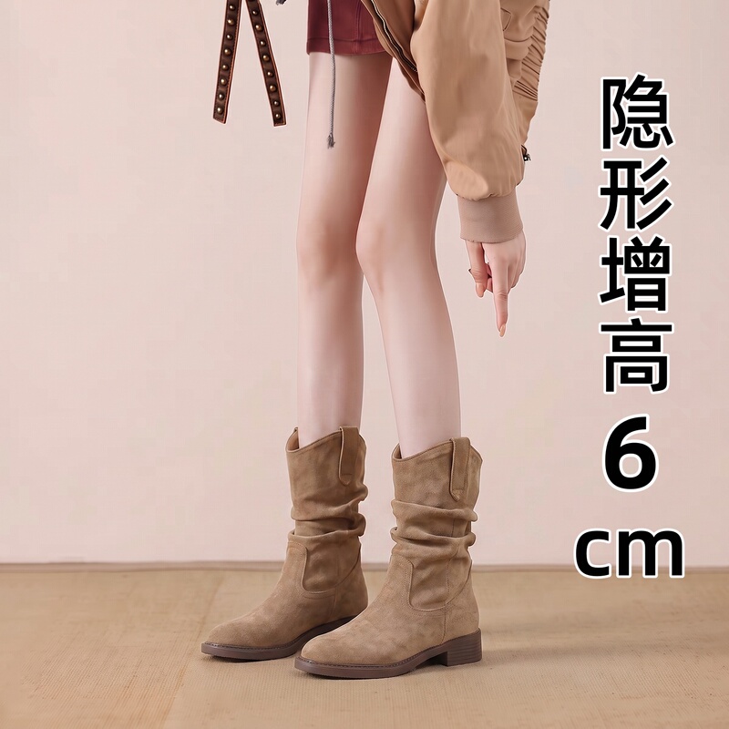 Brand Genuine Leather Melard Short Boots for Women 2026 New Retro Martin Boots Chunky Heel Slouch Boots Western Cowboy Boots