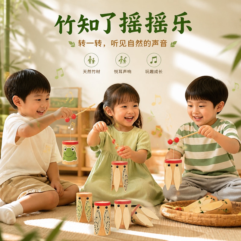 Bamboo Cicadas and Bamboo Frogs Make Sounds, Imitating Cicadas, and Are a Fun Children's DIY Outdoor Toy