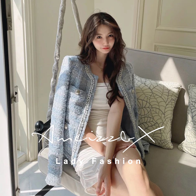 French tweed small fragrance coat women's 2022 spring and autumn new elegant temperament gentle light luxury ladies top trend