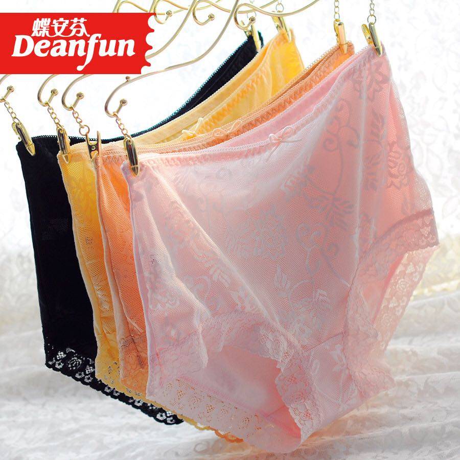 (Special offer) Die Anfen Lace Mesh Transparent Comfortable Sexy Elastic Cotton Mid-waist Underwear Ladies Small Boxer