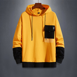 2020秋季假两件连帽口袋男卫衣