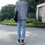 Tide, ретро осенние джинсы, приталенные брендовые штаны, свободный прямой крой, высокая талия