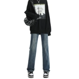 Ретро осенние прямые свободные джинсы, длинные штаны, высокая талия