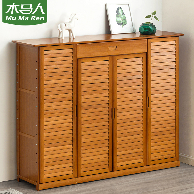 Trojan shoe cabinet household door storage shoe shelf multi-layer simple economical shelf solid wood dormitory dustproof