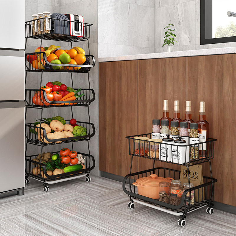 Kitchen vegetable rack multi-layer floor vegetable and fruit storage basket fruit vegetable shelf household large vegetable basket rack supplies