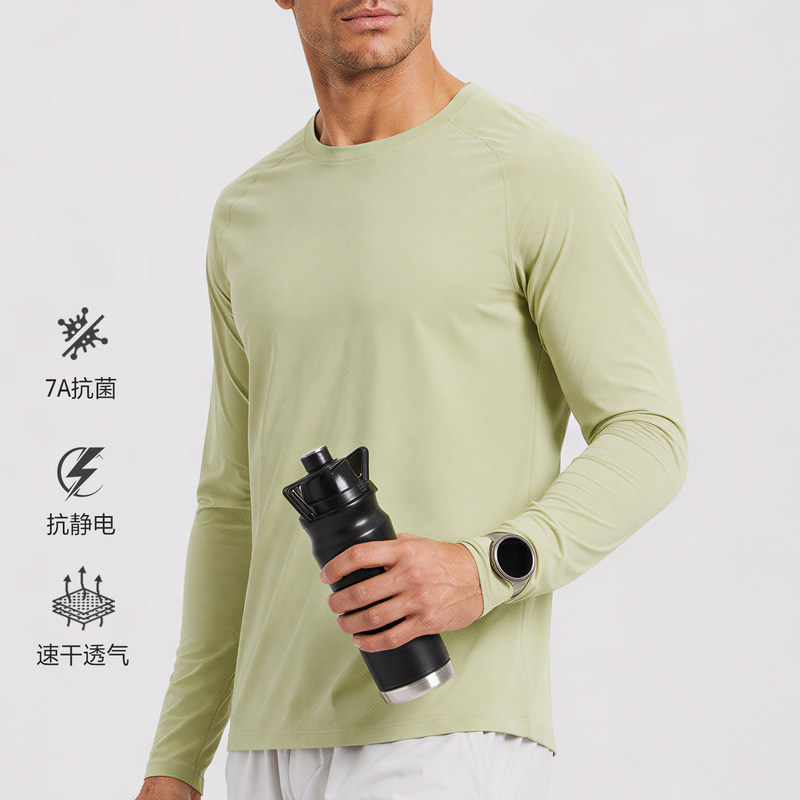 New Quick-Drying Running Training Sports T-Shirt for Outdoor Cycling with Thumb Buckle and Watch Hole, Anti-Static Long-Sleeved Men's Shirt New Quick-Drying Running Training Sports T-Shirt for Outdoor Cycling with Thumb Buckle and Watch Hole, Anti-Static Long-Sleeved Men's Shirt