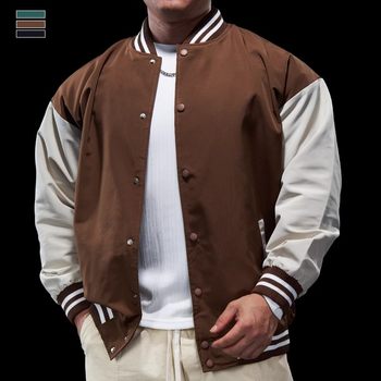 Fitness couple's stand collar color matching baseball jacket