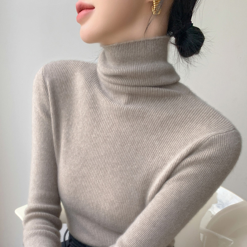 Soft and Fluffy Turtleneck Sweater for Women, Autumn and Winter 2025 New Style, Popular Inner Wear, Slim Fit, High-Neck Knitted Base Shirt for Women