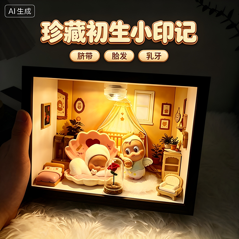 Star People's Heartbeat DIY Scenery Blind Box Display Umbilical Cord Storage Bottle Umbilical Cord Preservation Umbilical Hair Storage Photo Frame 1
