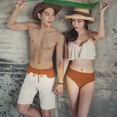 New Sexy Bikini Small Chest Gathers Thick Burst Men's Beach Pants High Waist Hot Spring Couple Swimsuit