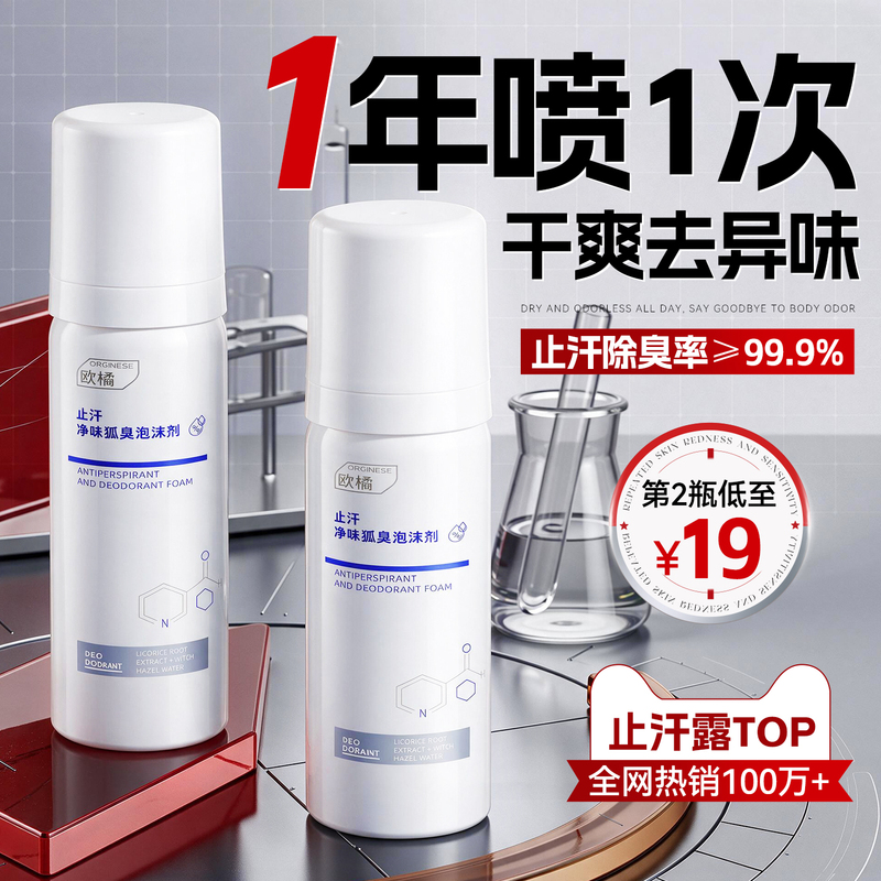 Deodorant Antiperspirant Spray for Underarms, Removes Odor, Eliminates Hand Sweat, Permanent Dryness, Unisex, Official Product