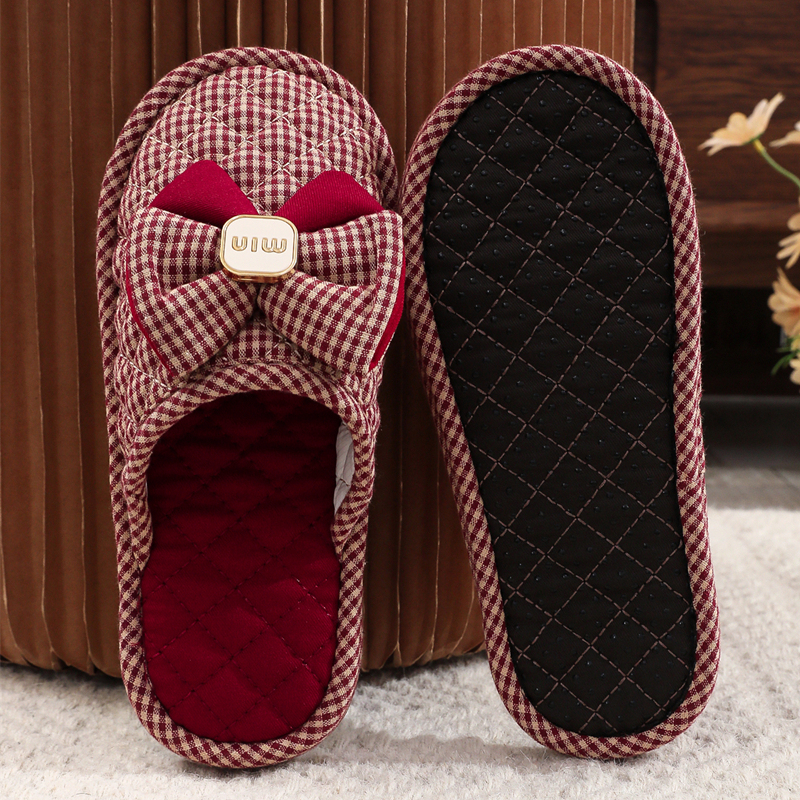 Autumn and Winter Children's Fabric Soft-Soled Non-Disturbing Indoor Home Couple Warm Tendon-Soled Non-Slip Parent-Child Home Slippers
