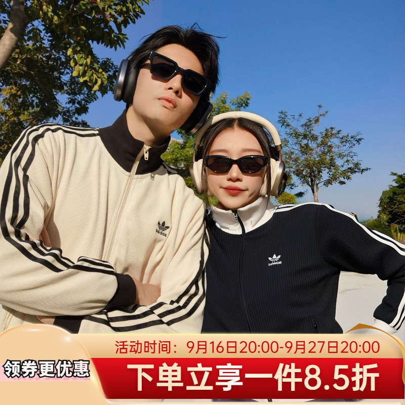 Adidas Adidas Trefoil Waffle Funnel Collar Jacket 2026 Couple's Knitted Jacket Jw0109