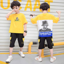  Childrens clothing boys short-sleeved suit summer 2021 new western handsome Korean version of the big childrens summer childrens two-piece tide