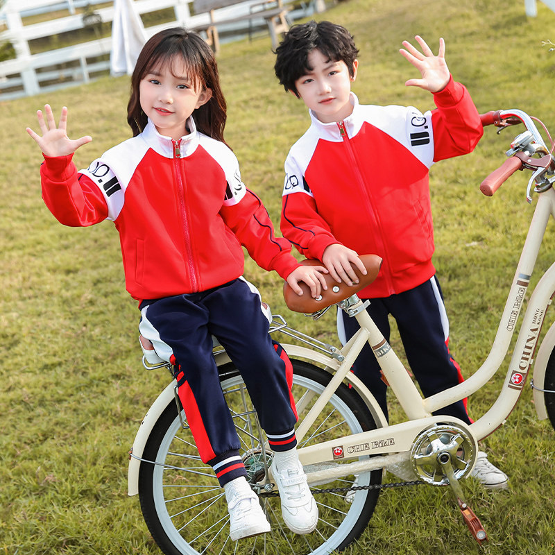 Primary and middle school students' class uniforms Fall suit College Wind Children Games Costume Kindergarten Garden Clothing China Red School Uniforms