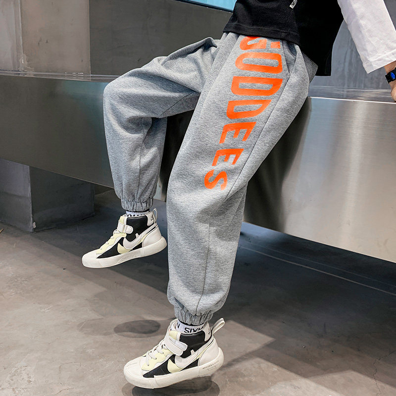 Children's sports pants spring autumn style 2022 new foreign school CUHK boy handsome boy handsome boy fall loose casual thick cotton pants