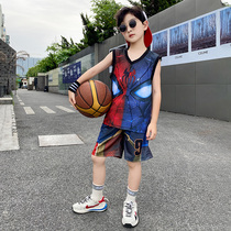 Tennis Red Boy Clothing Summer Clothing 2022 Summer New Boy Sleeveless Vest Suit Fried Street Big Boy Spider-Man Clothes