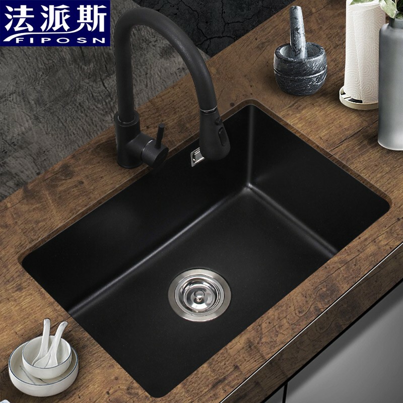 Farcountry Fabites Granite Sink Kitchen Sink Quartz Stone Sink Dishwashing Trough Small Single Sink Single Sink 6S56