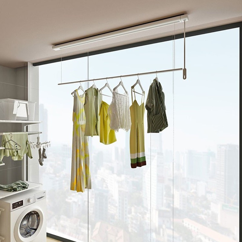 Japanese Drywave Invisible Clothes Drying Rack, Adjustable Japanese-Style Hidden Embedded Clothes Rod for Bedroom, Balcony, Bay Window
