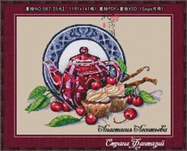 Qinshage Ukrainian cross-stitch electronic drawing redrawing 087 Cherry Afternoon Tea Saga can be redrawn XSD PDF