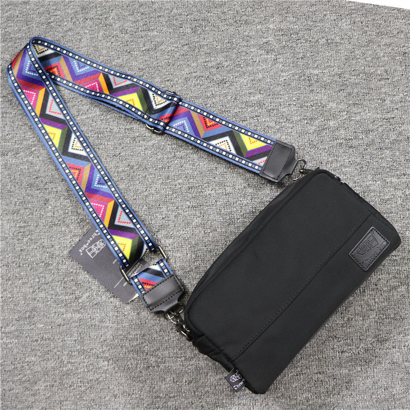 Hong Kong it summer trend men's and women's bags fashion nylon shoulder bag ribbon men's black diagonal small square bag