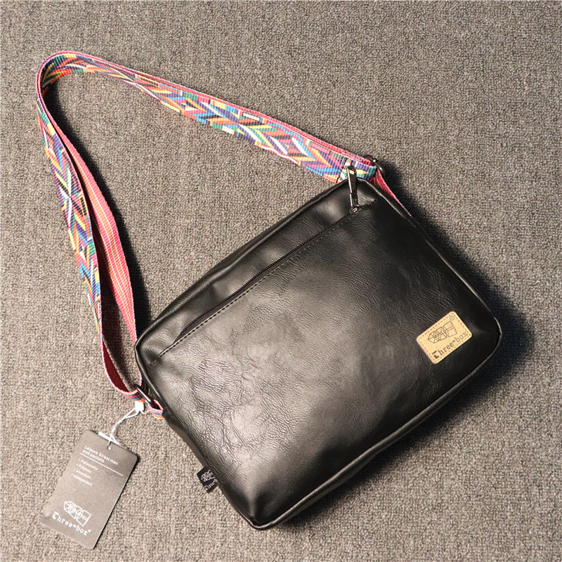 Hong Kong ethnic style ribbon men and women messenger bag 2020 new leather shoulder bag retro motorcycle messenger bag