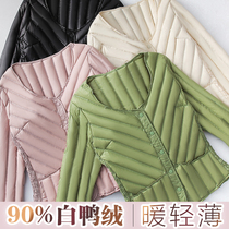 Down liner female slim slim autumn and winter bottom wearing warm long sleeve vest short with coat down jacket