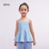 Outlets cô gái AMII rõ ràng denim sling vest mùa hè Hàn Quốc phiên bản của thời trang vừa đầu bình thường của trẻ em 