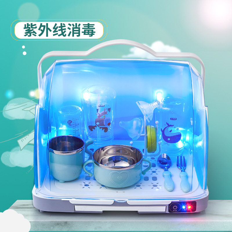 Baby bottle containing box Sterilized Drying Baby Cutlery storage box with lid anti-dust draining shelf drying portable-Taobao