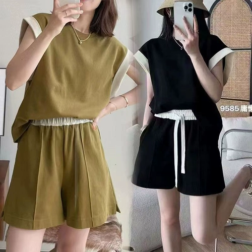 Цветной летний комплект для отдыха, футболка с коротким рукавом без рукавов, в корейском стиле, популярно в интернете, свободный крой