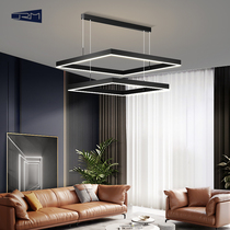 Living room chandelier minimalist light luxury atmospheric lamps set restaurant 2021 creative simple modern square Hall main lamp