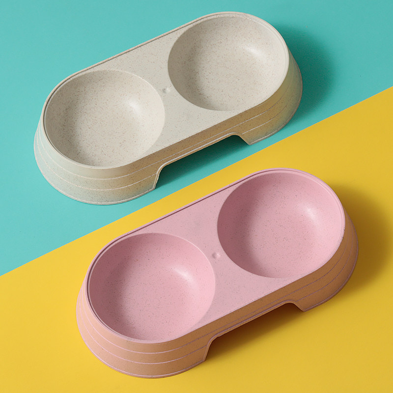 Pet Cat Bowl Dog Bowl dog Cat Food Basin Kitty Dogs Supplies Dog Food Basin Straw Double Bowl Rice Bowl environmentally friendly