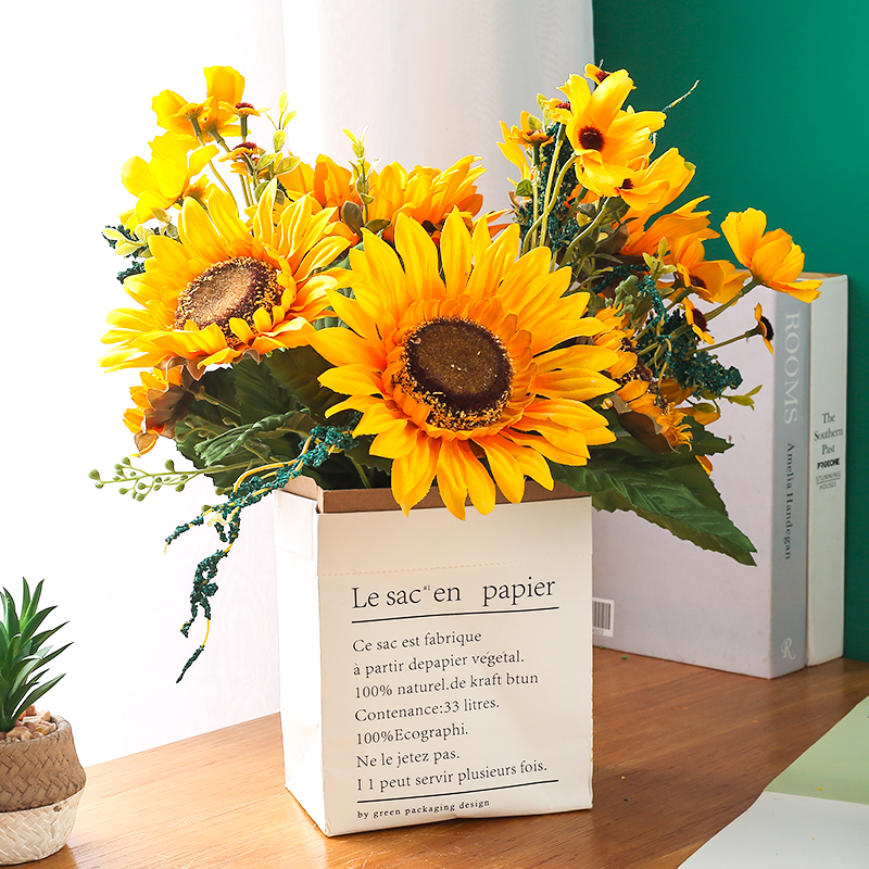 Sunflower Simulation Flowers Furnishing Fake Flowers Bouquet Bouquet Garning-room Floral Flower Arrangement Adornment Light Luxurious Upscale Table Flowers